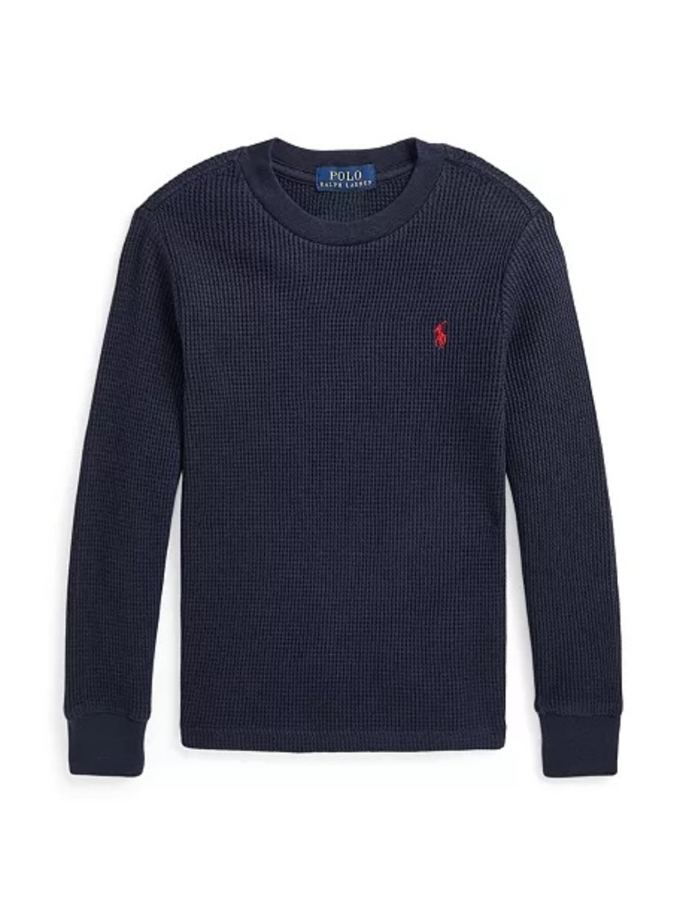 Boys Ralph Lauren Polo Waffle-Knit Cotton Long Sleeve Tee
